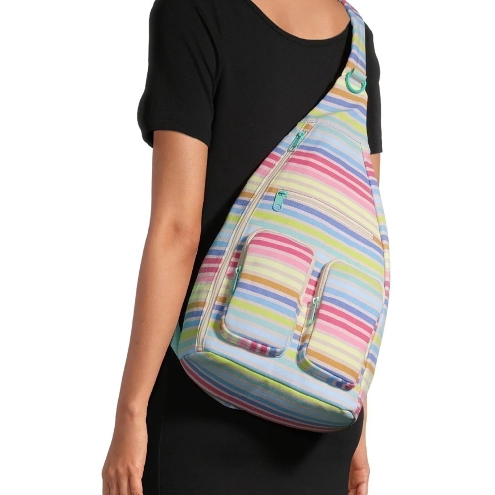 Rainbow Striped Sling Bag pastel colors